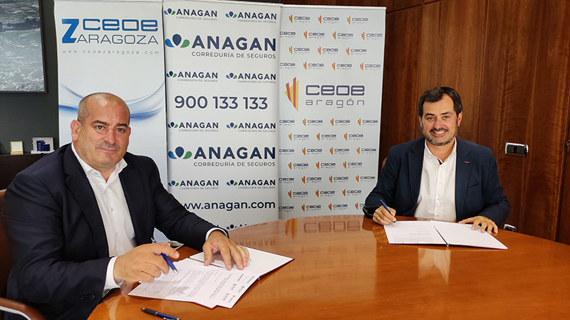 Anagan firma un acuerdo de colaboración con CEOE Aragón para ofrecer seguros especializados